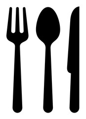 vector silhouettes of cutlery fork, spoon and knife
