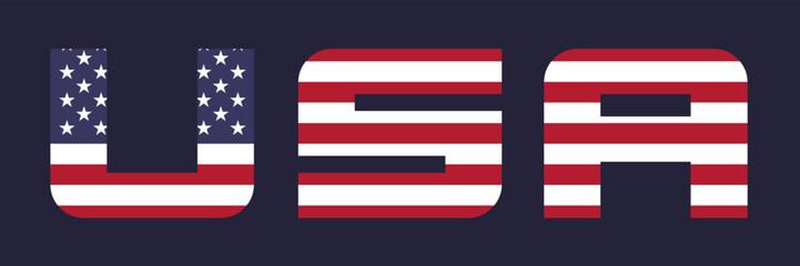 vector american flag in usa writing