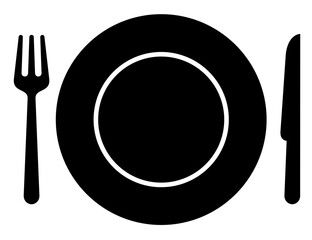 fork, plate and spoon icon vector