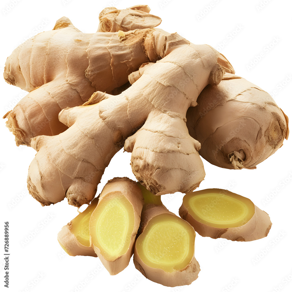 Wall mural Ginger root on isolated background