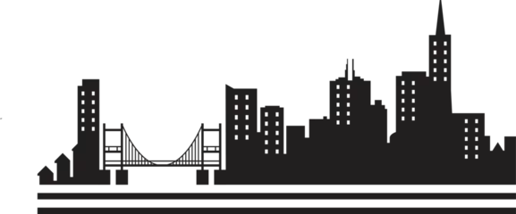 Fotobehang Toledo skyline horizontal banner. Black and white silhouette of Toledo City, Ohio. Vector template for your design. © Stud