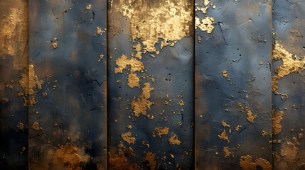 Rusted Metal Surface With Gold Paint