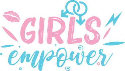 Girl power groovy lettering in circle shape. Retro 70s feminist slogan for t-shirts, posters or cards.