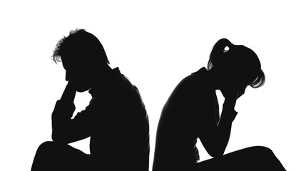 silhouette of worried couple