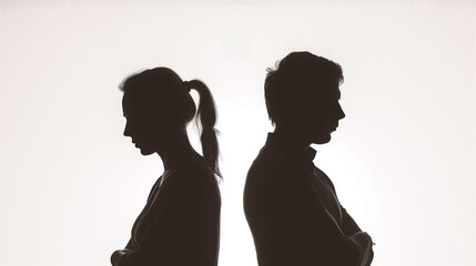 silhouette of worried couple