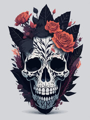 With its striking flower splash and intricate details of an ancient dead skull, this t-shirt design captures the essence of life and death in a captivating way.