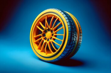 a car wheel in a bright yellow color