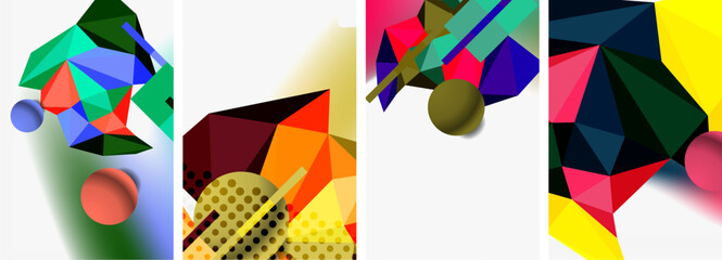 3d sphere and 3d low poly triangle design. Vector illustration For Wallpaper, Banner, Background, Card, Book Illustration, landing page