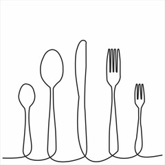 Continuous one line image. restaurant logos. Black and white vector illustration.