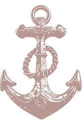anchor with rope Brown vector