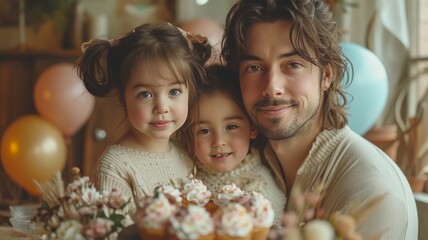 Single father celebrating birthday