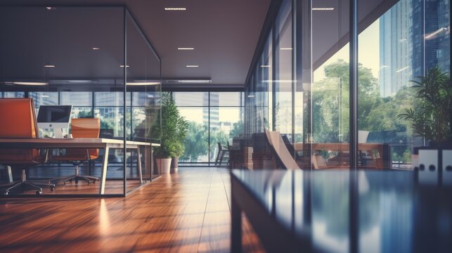 Blurry office background inside modern office