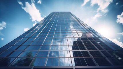 Fototapeta na wymiar modern office building skyscraper glass building Taken from a low angle