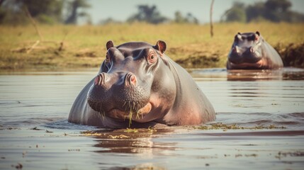 Hippopotamus in a wildlife reserve African wildlife on safari