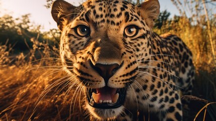 Close-up photo of a fat leopard