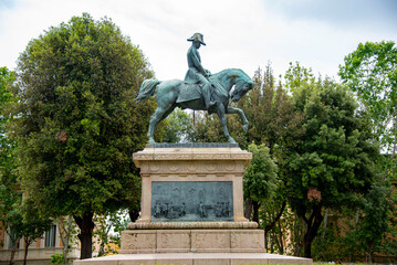 Obraz premium Equestrian statue of King Albert of Cala in the Quirinal Garden - Rome - Italy