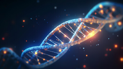 Human DNA structure, 3D illustration of helical DNA molecule