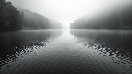 fog on the lake Minimalism Background