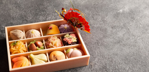 Japanese traditional sweets Nerikiri made from bean paste