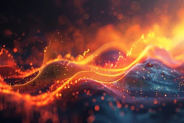 Wandaufkleber abstract background with orange lighting wave © pnsam