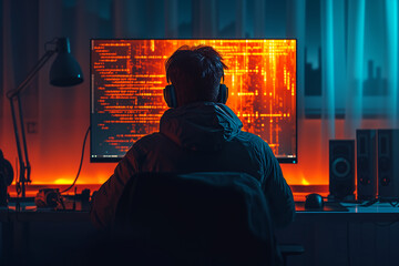 a hacker is working at night