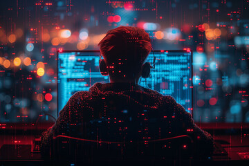 a hacker is working at night