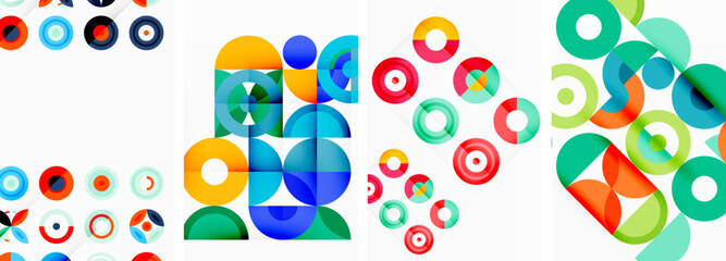 Circles and rings geometric backgrounds. Posters for wallpaper, business card, cover, poster, banner, brochure, header, website