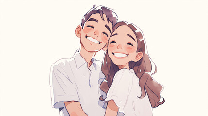 Hand drawn cartoon couple illustration
