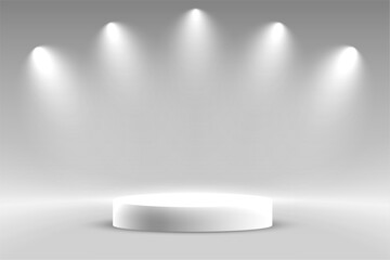 modern podium round stand with focus light effect for object display