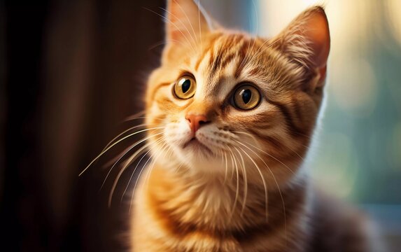 realistic close up photo of cute little cat. generative ai