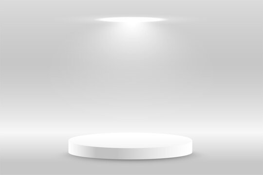 simple white pedestal round stage background with focus light effect © starlineart