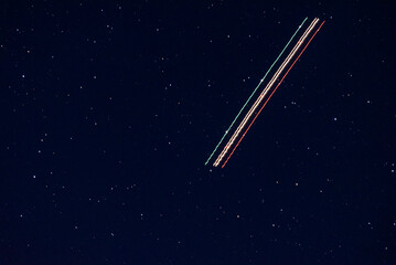 Long Exposure, Plane, Signal Lights, Night, Aviation, Light Trails, Airplane Lights