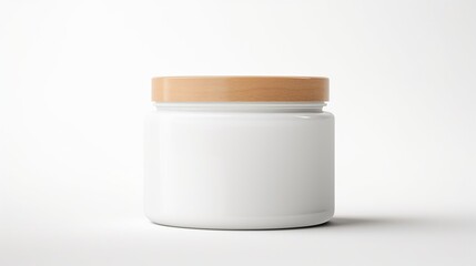 cosmetic cream container, white plastic jar on a gray background