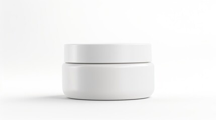 cosmetic cream container, white plastic jar on a gray background