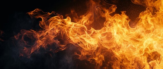 Fototapeta premium fire flames on a black background