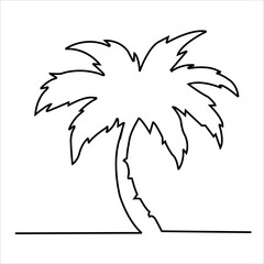 Continuous line drawing of coconut tree vector illustration