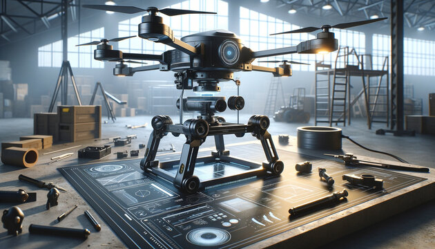 Cutting-edge photogrammetry device in industrial environment.