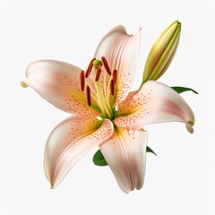 Photo of lily flower isolated on white background