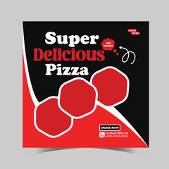 Super delicious pizza food design and social media post template