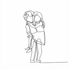 continuous line drawing of loving couple