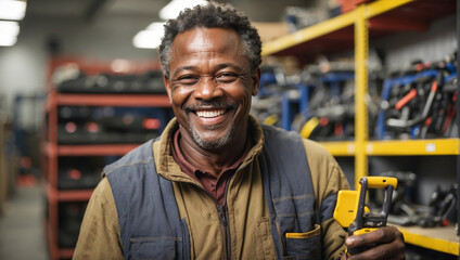 Fototapeta premium smiling and laughing African middle aged