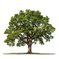 Photo of oak tree isolated on white background