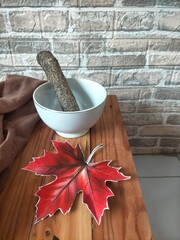 mortar and pestle on the table