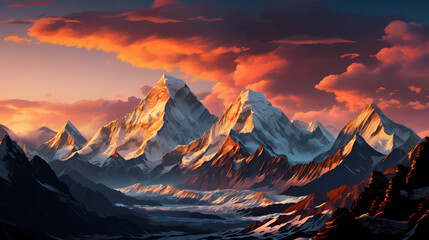 Stunning mountains, panoramic peaks PPT background