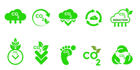 Co2 Related icon collection green colour, eco and environment symbol
