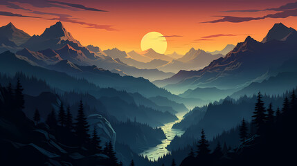 Obraz premium Mountain peak illustration, mountain aerial photography PPT background illustration