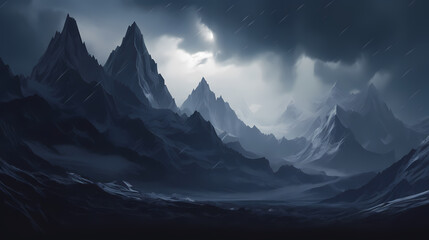 Obraz premium Mountain peak illustration, mountain aerial photography PPT background illustration