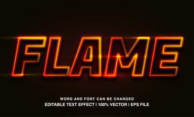 Flame editable text effect template, red neon light futuristic style, premium vector