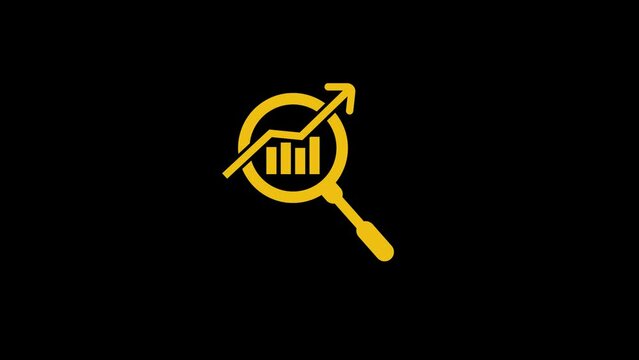 Business growth concept animation magnifying glass with data analysis icon