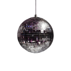 Disco ball isolated on Transparent background , white transparent backdrop with shiny disco ball